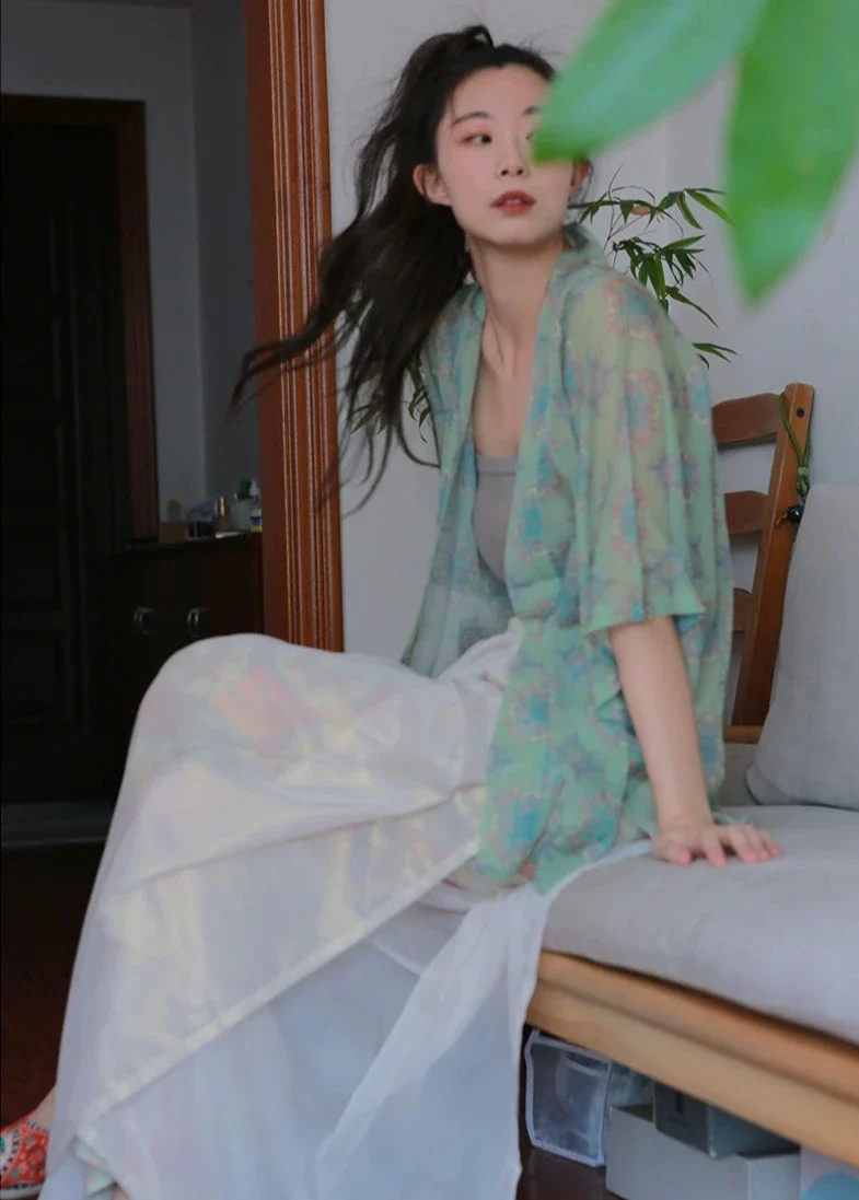 Bai Tao 白桃 White Peach Song Dynasty Banbi & Song Trousers Set - Image 5
