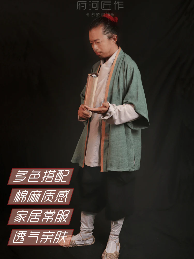 Bai Xing 百姓 Common People Song Ming Laborer's Cross Collar & Trousers Summer Set - Image 3