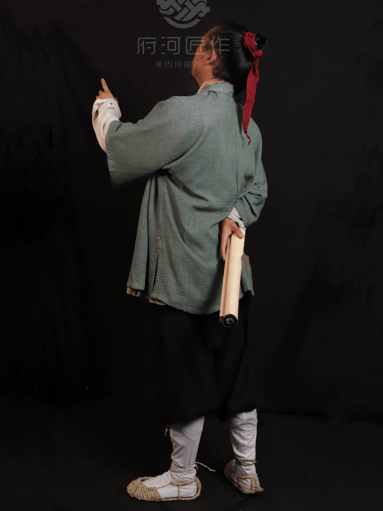 Bai Xing 百姓 Common People Song Ming Laborer's Cross Collar & Trousers Summer Set - Image 4