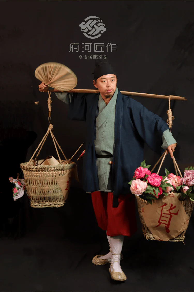 Bai Xing 百姓 Common People Song Ming Laborer's Cross Collar & Trousers Summer Set - Image 5