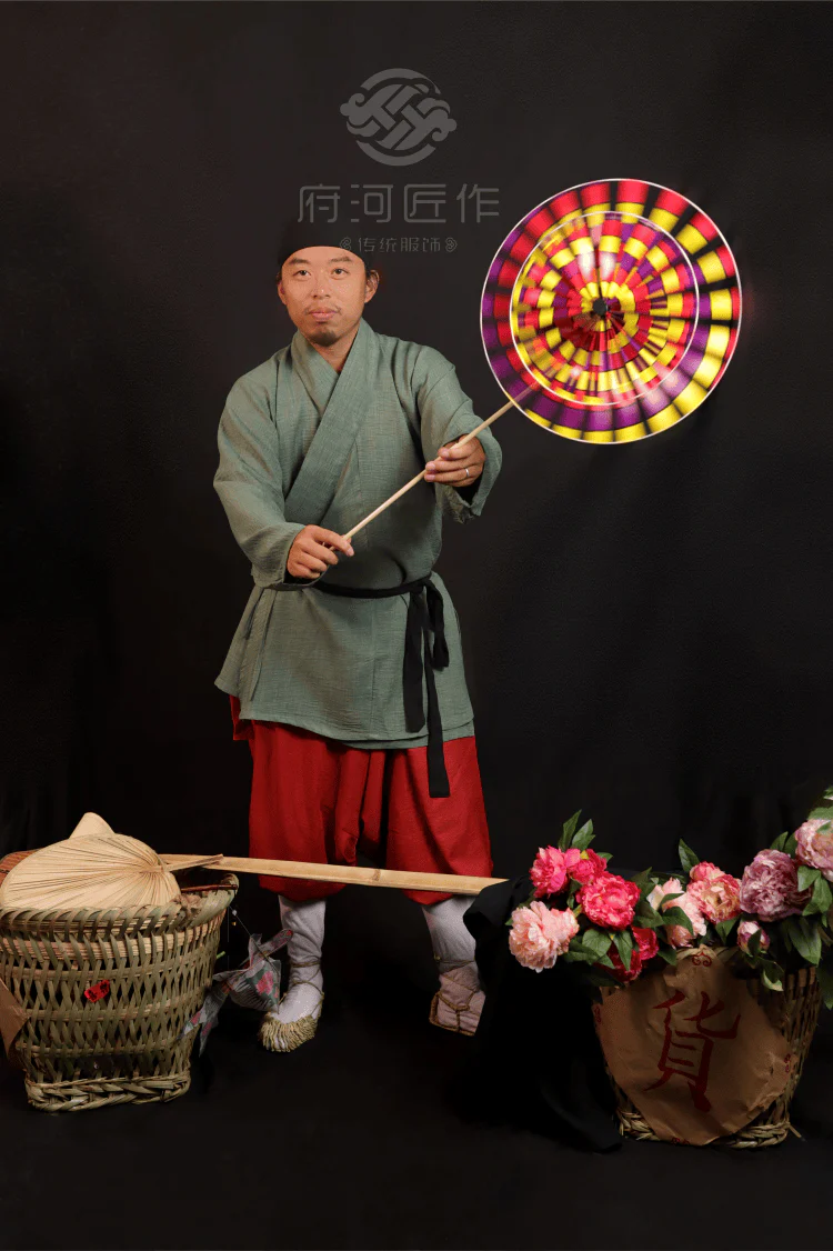 Bai Xing 百姓 Common People Song Ming Laborer's Cross Collar & Trousers Summer Set - Image 9