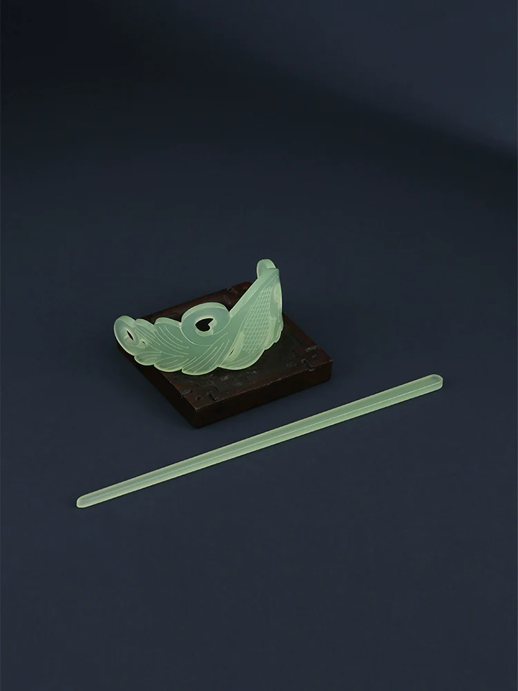 Bai Yu 白玉 White Jade Imitation Han Dynasty Unisex Crown & Hairstick Set - Image 5