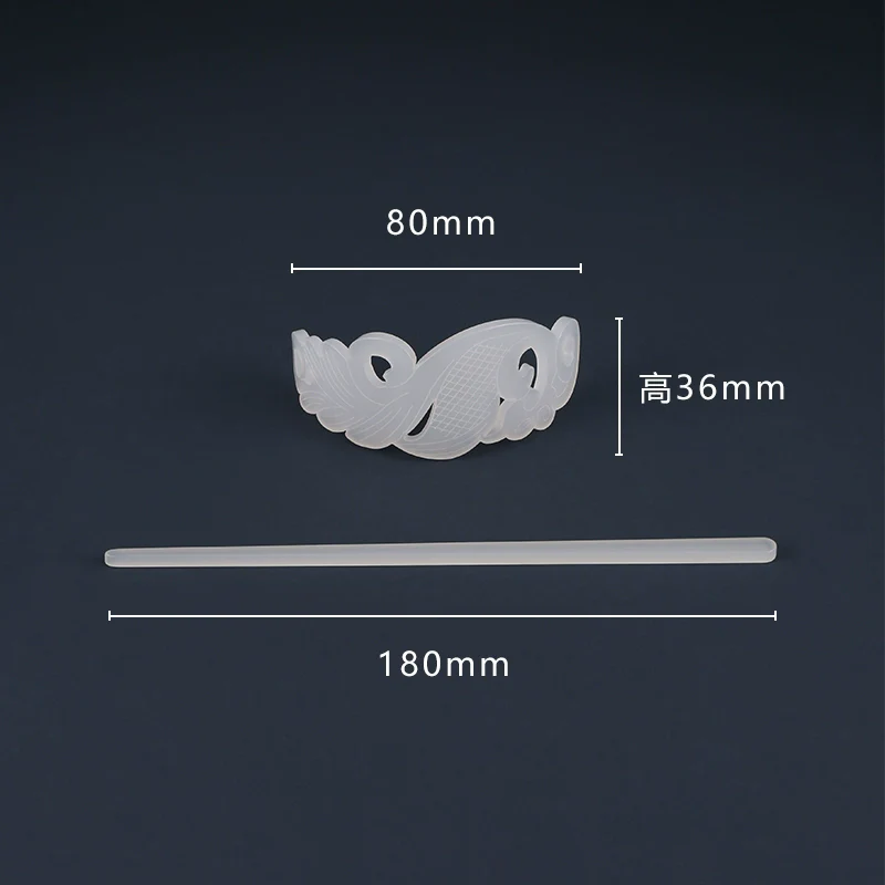 Bai Yu 白玉 White Jade Imitation Han Dynasty Unisex Crown & Hairstick Set - Image 6