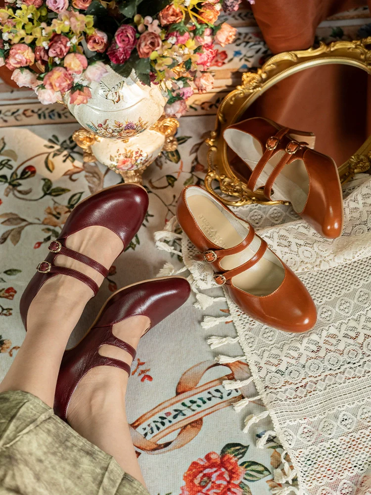Bailandi 白兰地 Brandy 1930s Double Strap Genuine Leather Mary Janes - Image 2