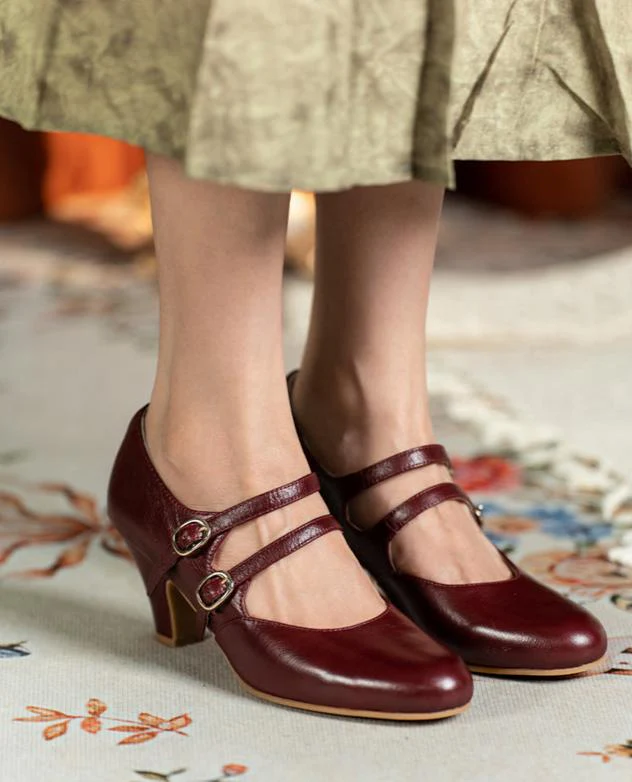 Bailandi 白兰地 Brandy 1930s Double Strap Genuine Leather Mary Janes - Image 8