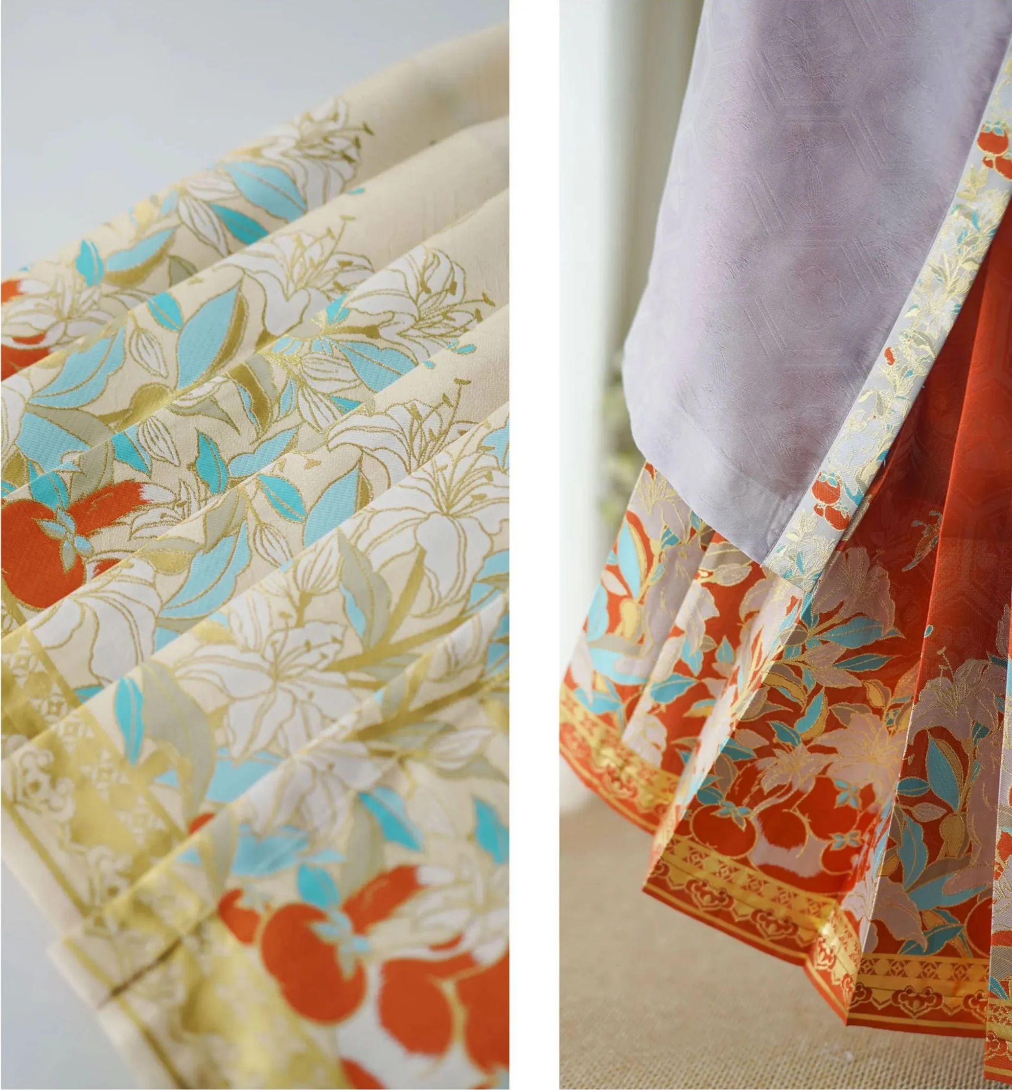 Baishi Rumao 百柿如喵 With 100 Persimmons & Cats Late Ming Plus Size Duijin Changshan & Mamian Set - Image 9