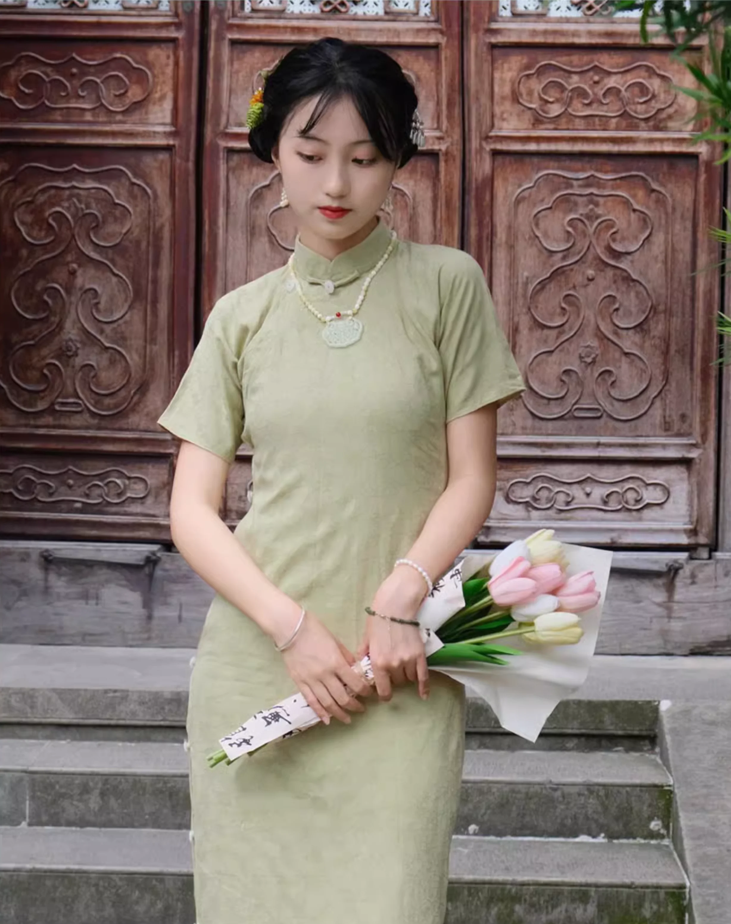 Bao Bing 刨冰 Shaved Ice 1930s Pure Cotton Summer Pastel Qipao - Image 2