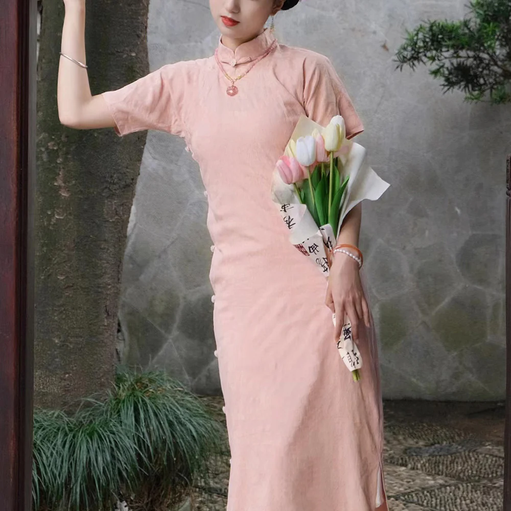 Bao Bing 刨冰 Shaved Ice 1930s Pure Cotton Summer Pastel Qipao - Image 7
