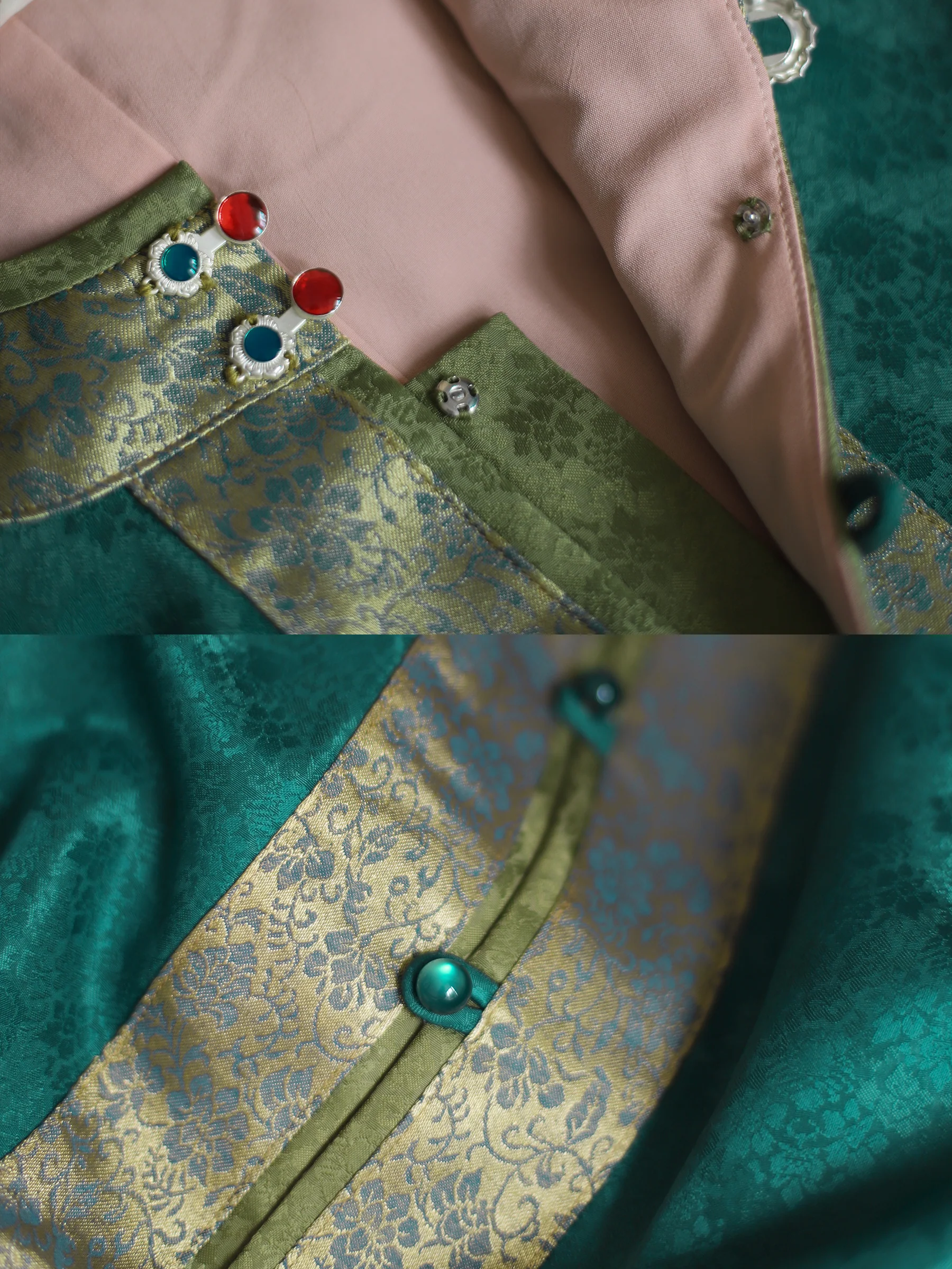 Bi Tao 碧桃 Turquoise Peach Ming Dynasty Yuanling Duijin Changshan Round Collar Long Shirt - Image 6