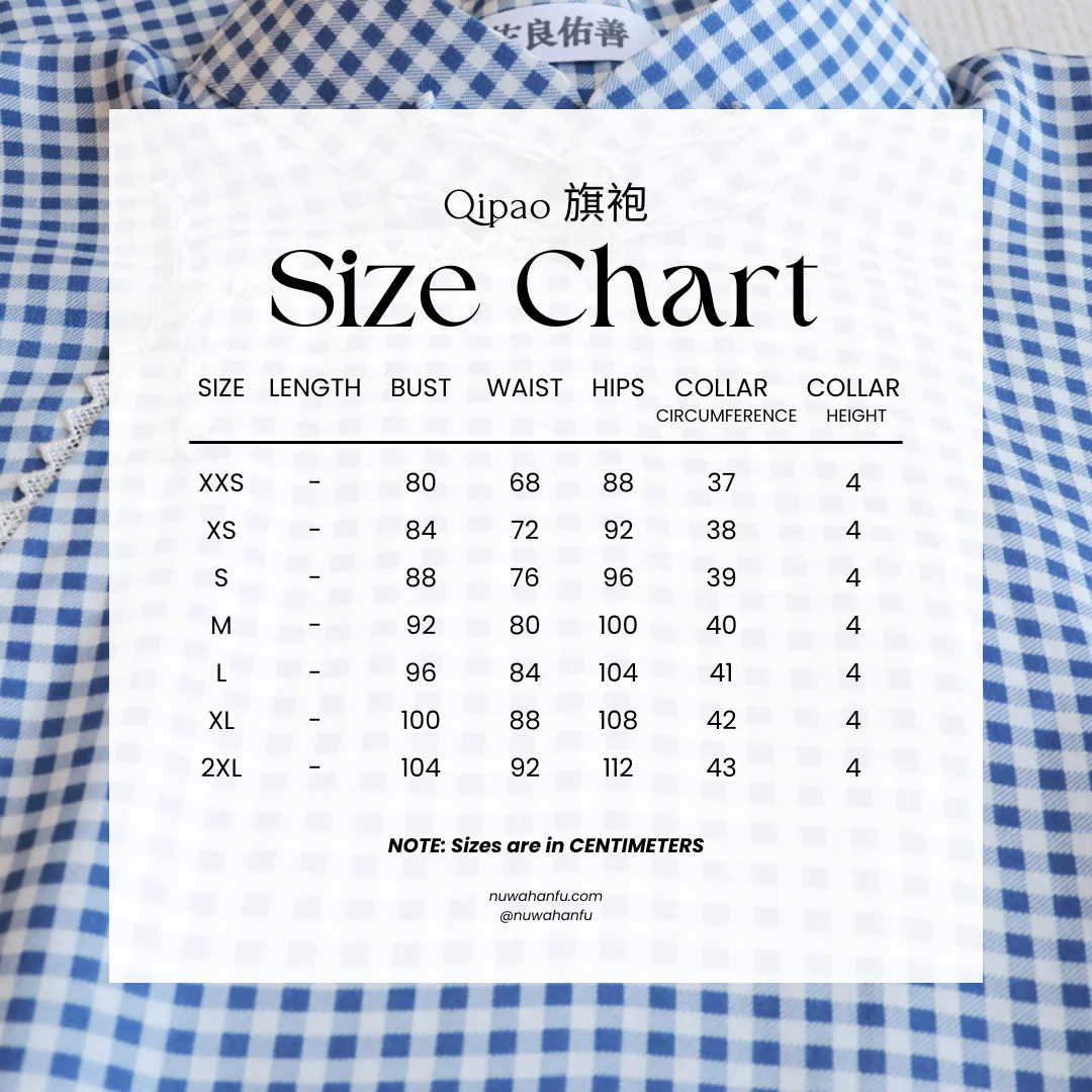 Bing Lan 冰蓝 Icy Blue 1930s Gingham & Lace Cap Sleeve Qipao - Image 10