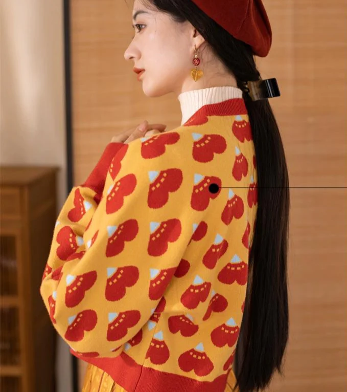 Bleeding Hearts 血心 Modernized Tang Dynasty Tanling Knit Cardigan - Image 13