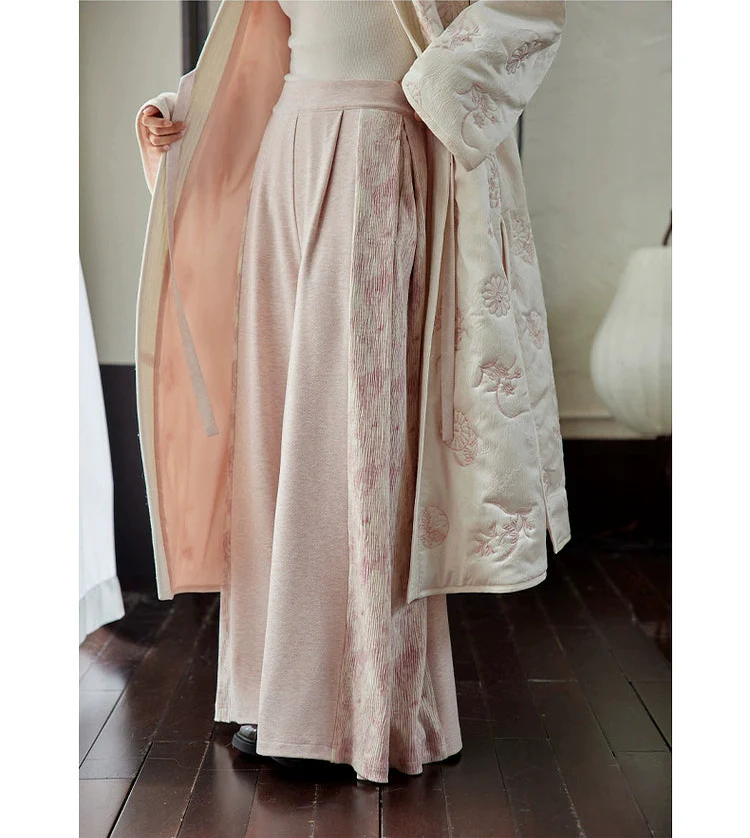 Boxue Xunchun 拨雪寻春 Snow Covered Spring Modernized Song Dynasty Changpao Coat & Wide Leg Pants Set - Image 12