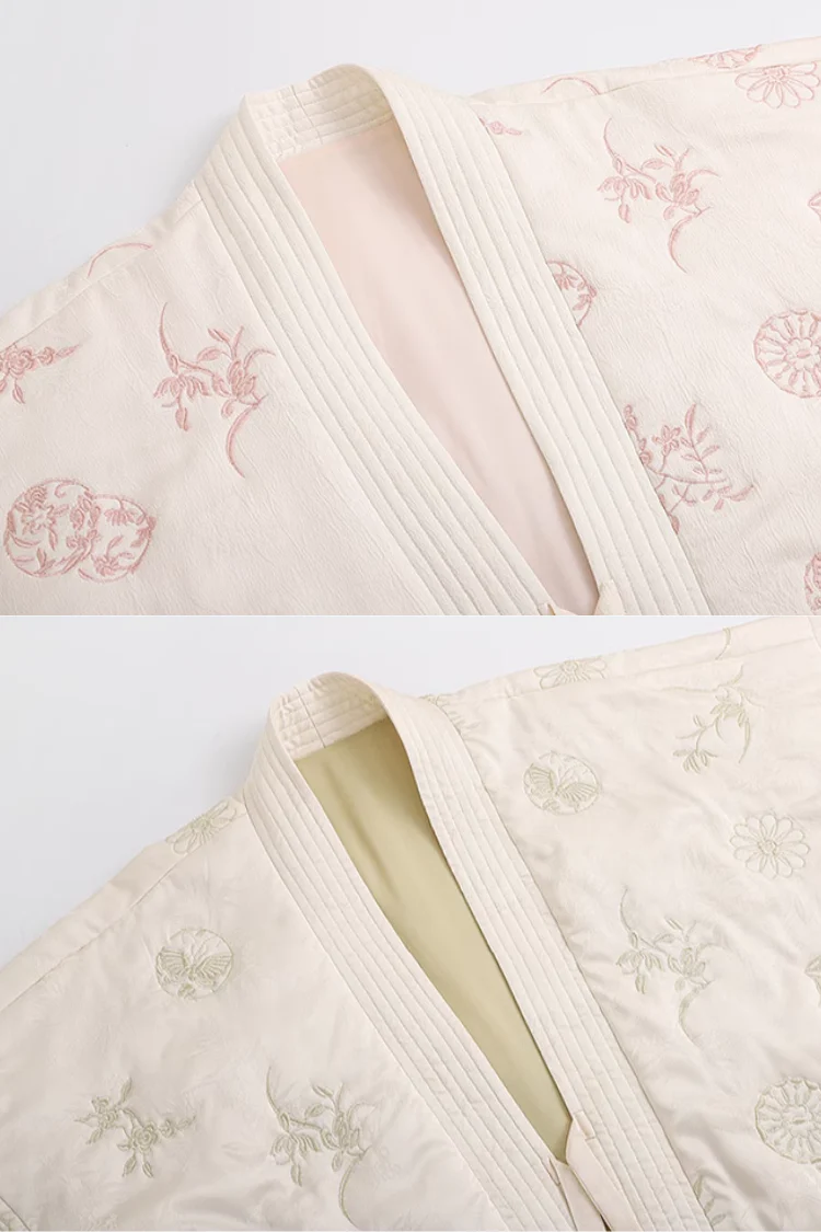 Boxue Xunchun 拨雪寻春 Snow Covered Spring Modernized Song Dynasty Changpao Coat & Wide Leg Pants Set - Image 13