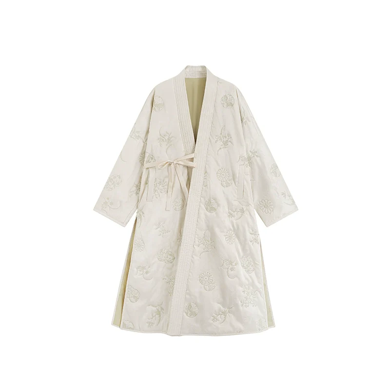 Boxue Xunchun 拨雪寻春 Snow Covered Spring Modernized Song Dynasty Changpao Coat & Wide Leg Pants Set - Image 16