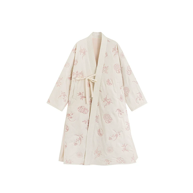 Boxue Xunchun 拨雪寻春 Snow Covered Spring Modernized Song Dynasty Changpao Coat & Wide Leg Pants Set - Image 17