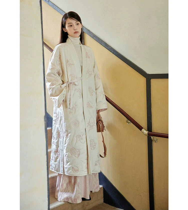 Boxue Xunchun 拨雪寻春 Snow Covered Spring Modernized Song Dynasty Changpao Coat & Wide Leg Pants Set - Image 6