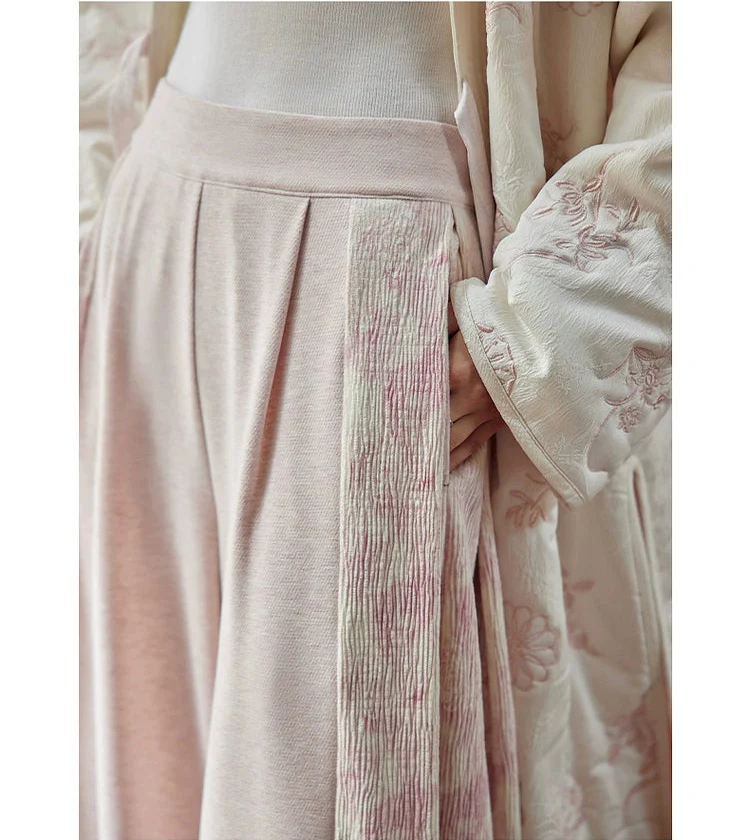 Boxue Xunchun 拨雪寻春 Snow Covered Spring Modernized Song Dynasty Changpao Coat & Wide Leg Pants Set - Image 9