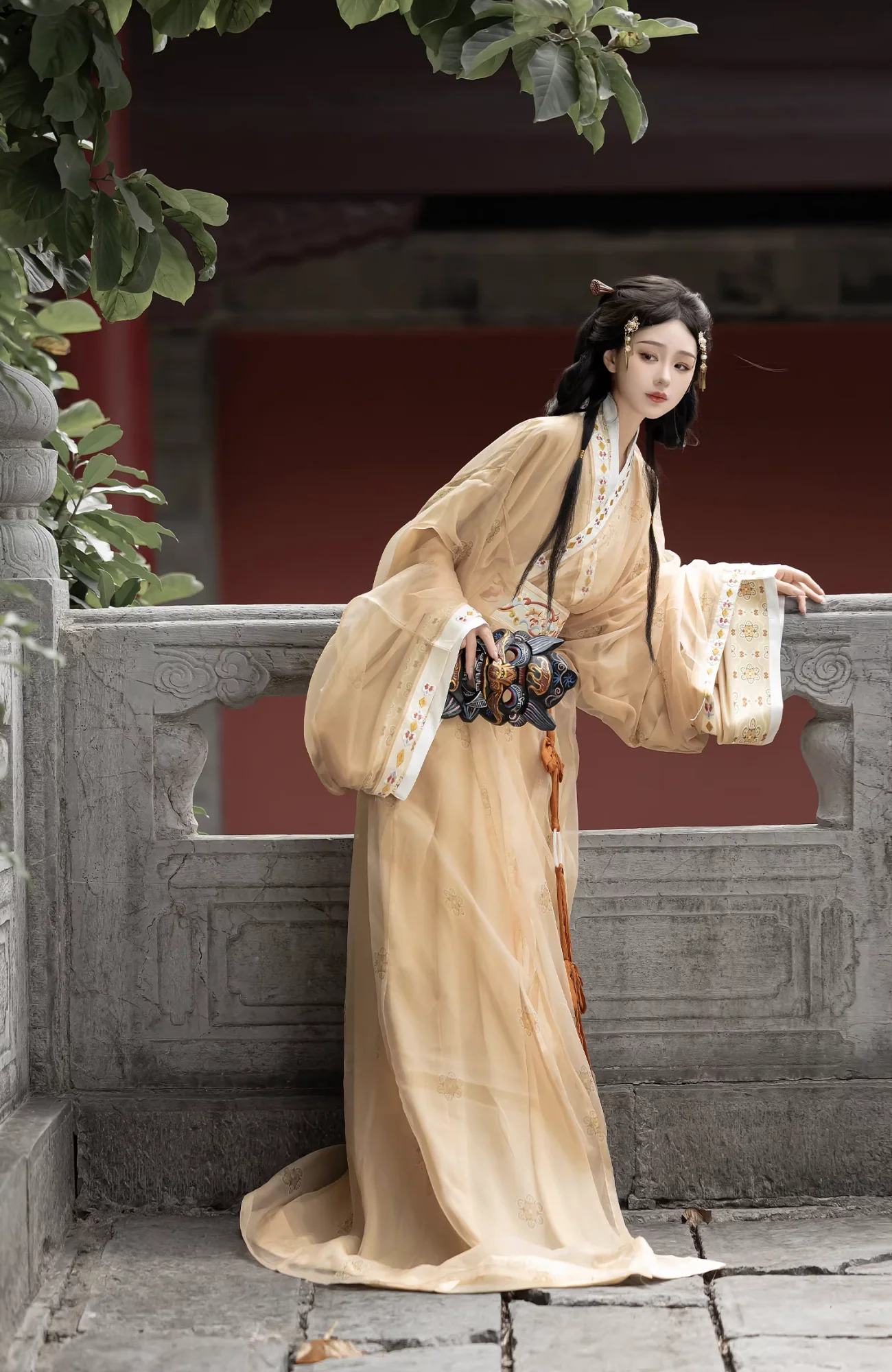 Bu Nian 不念 Letting Go Modernized Warring States Period Embroidered Zhiju Straight Hem Robe Full Set - Image 5