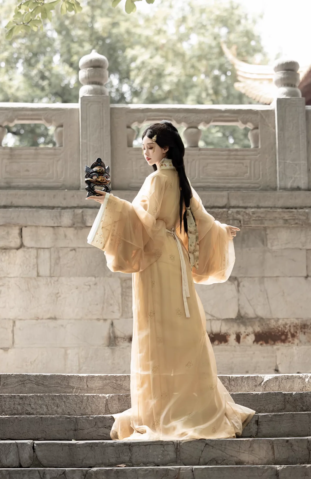 Bu Nian 不念 Letting Go Modernized Warring States Period Embroidered Zhiju Straight Hem Robe Full Set - Image 6