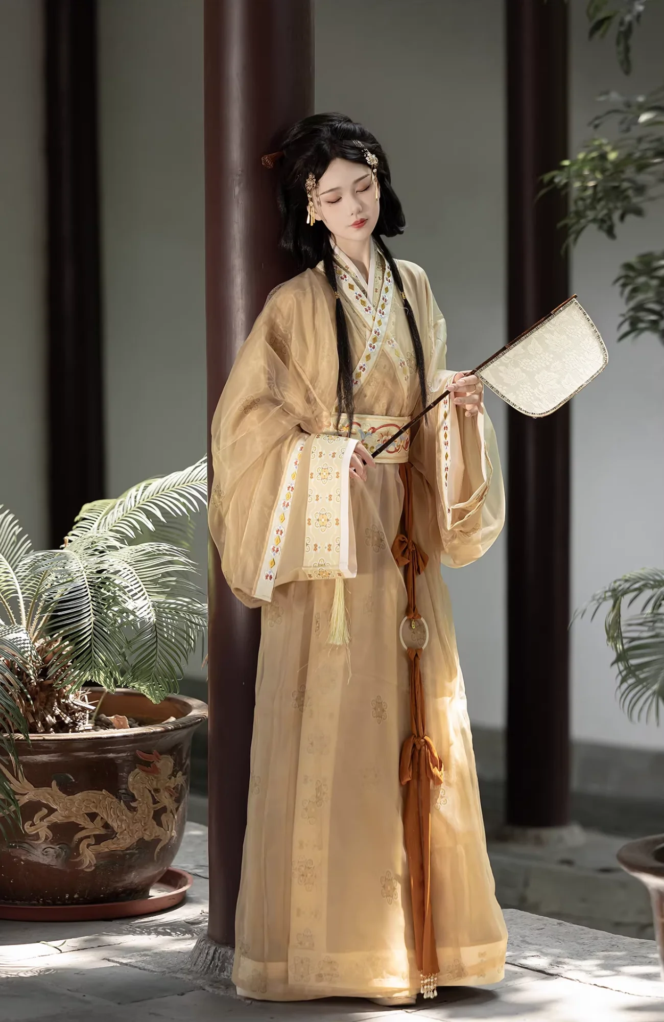 Bu Nian 不念 Letting Go Modernized Warring States Period Embroidered Zhiju Straight Hem Robe Full Set - Image 8