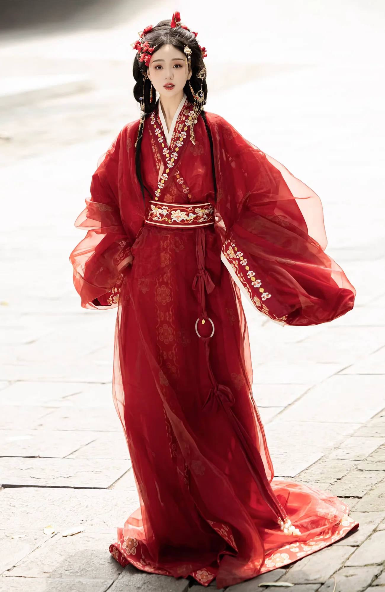 Bu Nian 不念 Letting Go Modernized Warring States Period Embroidered Zhiju Straight Hem Robe Full Set - Image 9