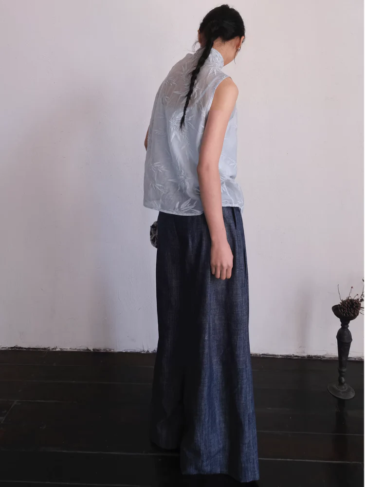 Cai Xing 裁行 Tailored Moves New Chinese Style Cotton Linen Extra Wide Leg Jeans - Image 11
