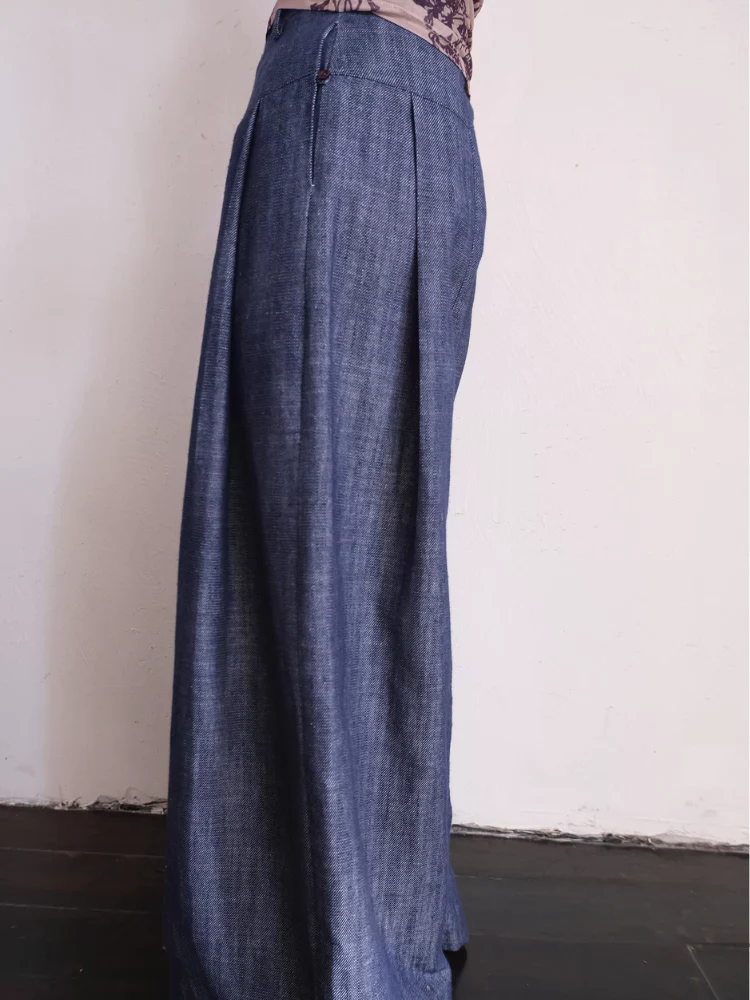 Cai Xing 裁行 Tailored Moves New Chinese Style Cotton Linen Extra Wide Leg Jeans - Image 13