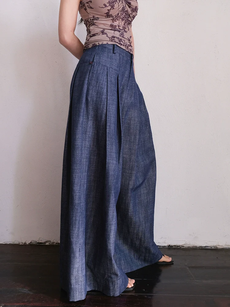 Cai Xing 裁行 Tailored Moves New Chinese Style Cotton Linen Extra Wide Leg Jeans - Image 2