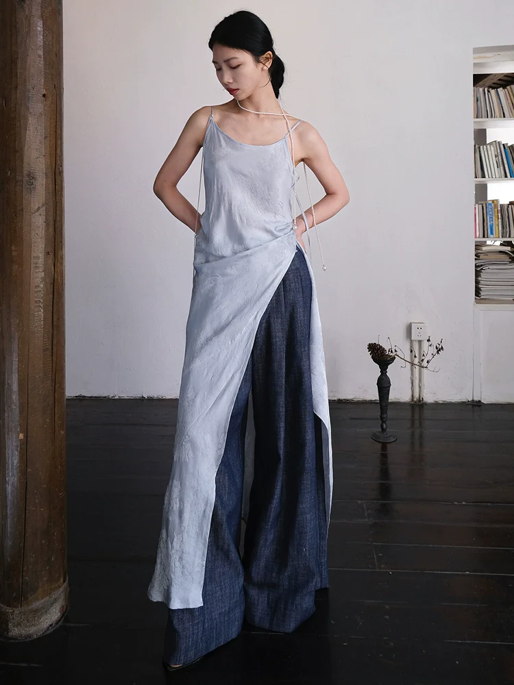 Cai Xing 裁行 Tailored Moves New Chinese Style Cotton Linen Extra Wide Leg Jeans - Image 4