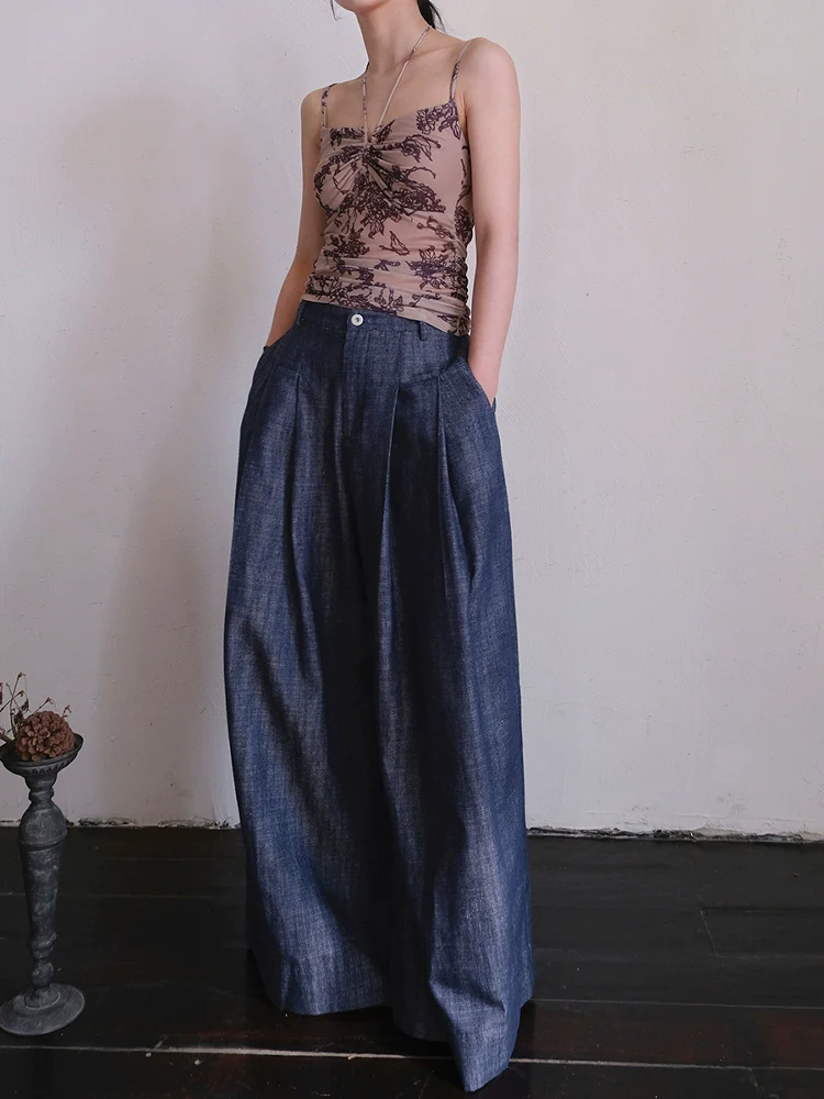 Cai Xing 裁行 Tailored Moves New Chinese Style Cotton Linen Extra Wide Leg Jeans - Image 5