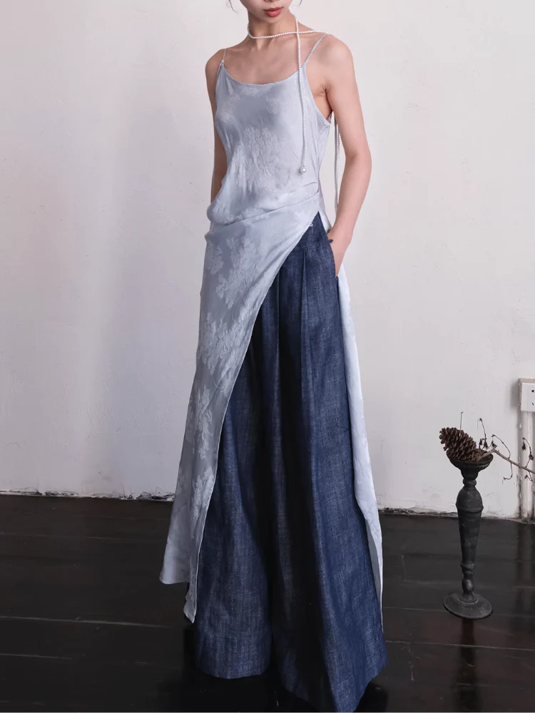 Cai Xing 裁行 Tailored Moves New Chinese Style Cotton Linen Extra Wide Leg Jeans - Image 8