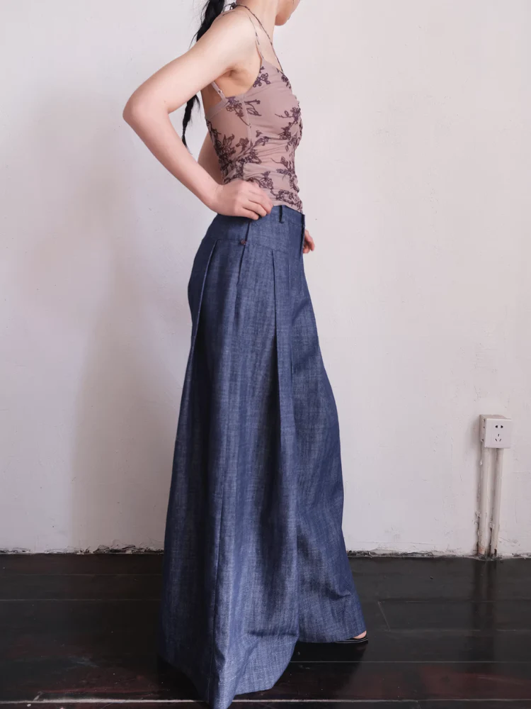 Cai Xing 裁行 Tailored Moves New Chinese Style Cotton Linen Extra Wide Leg Jeans - Image 9