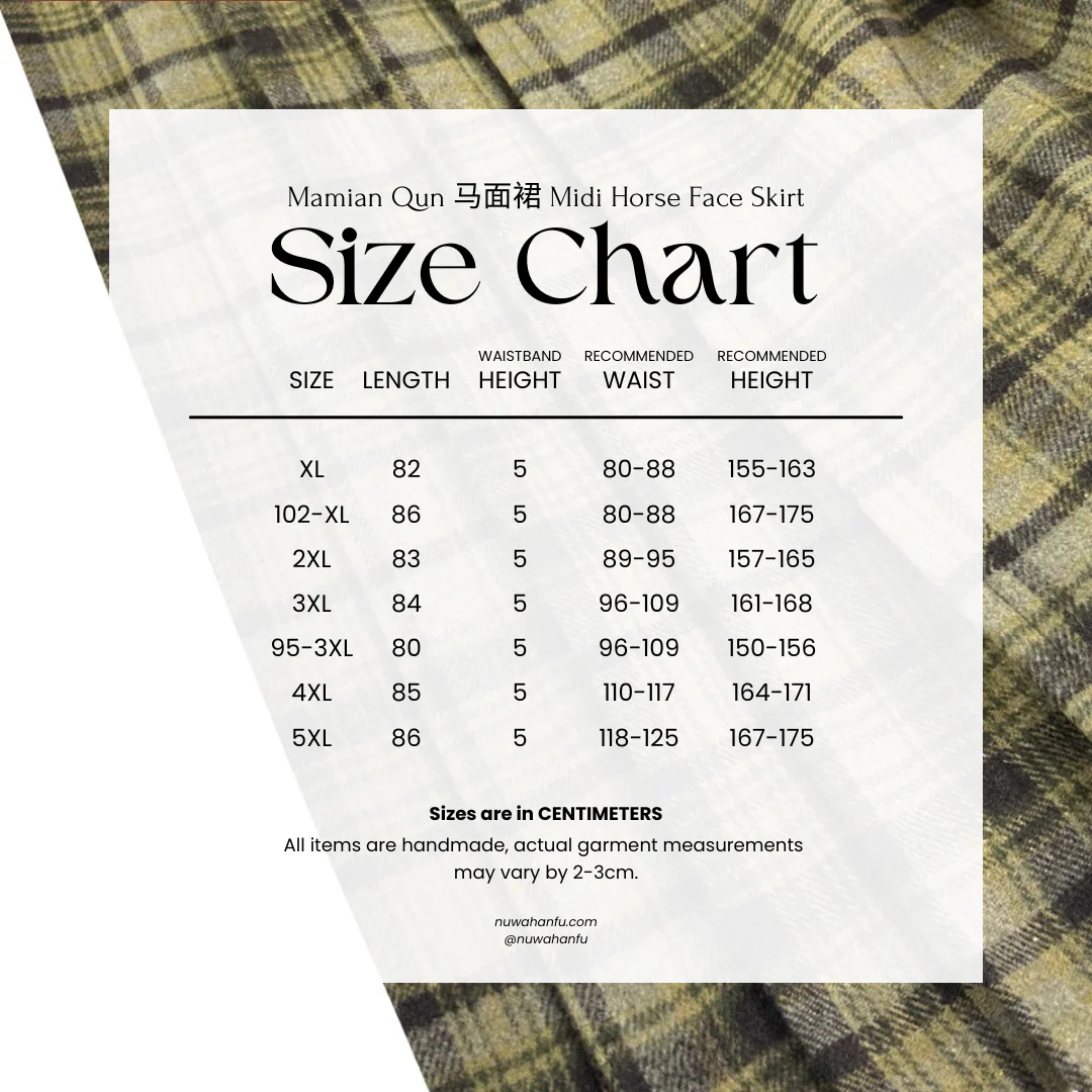Chang Lü 常绿 Evergreen Modernized Ming Plus Size Wool Round Collar Coat & Plaid Easy Wear Mamian Skirt Set - Image 24