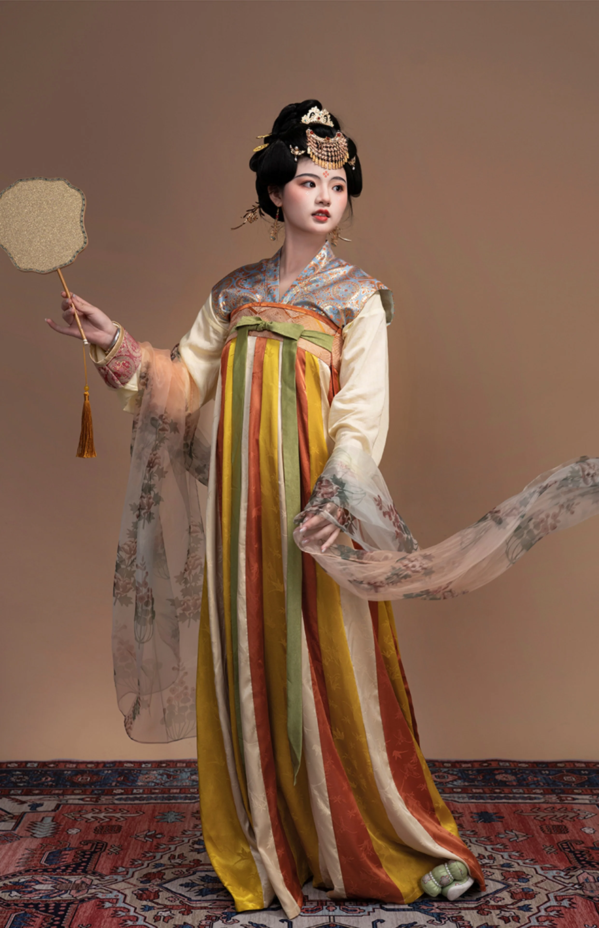 Chen Sha 辰砂 Cinnabar Early Tang Dynasty Restoration Chuiling Beizi Jacket & Poqun Qixiong Skirt Set - Image 12