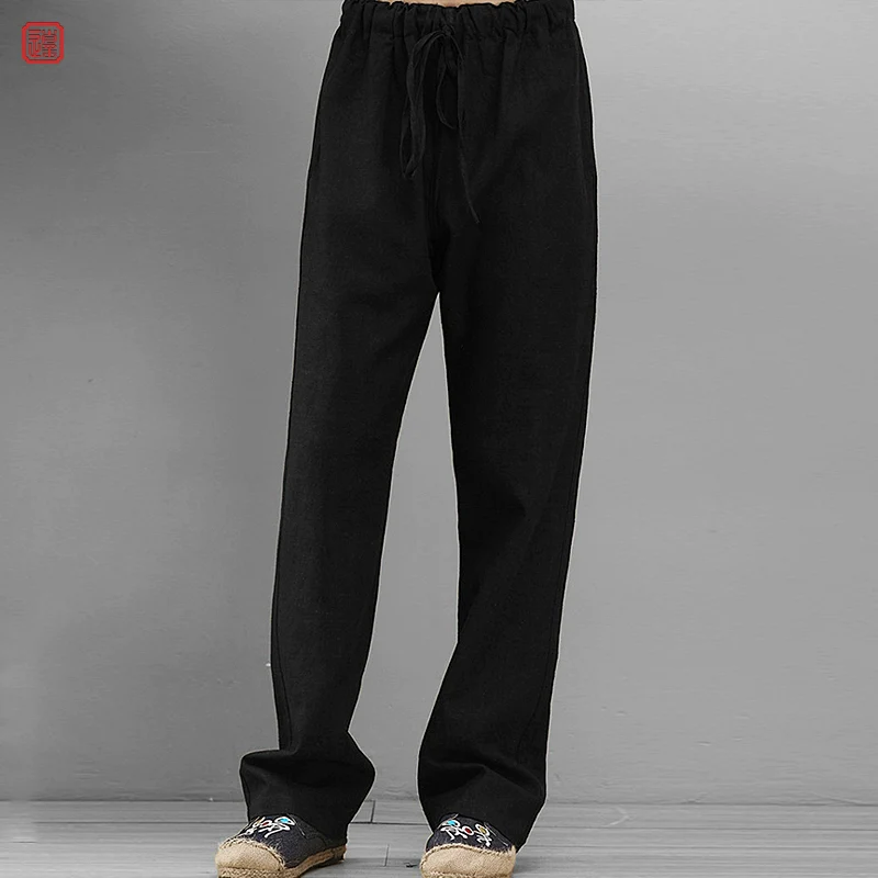 Chen Zhi 陈植 Modernized 1920s Men's Changpao Cotton Linen Pants - Image 3