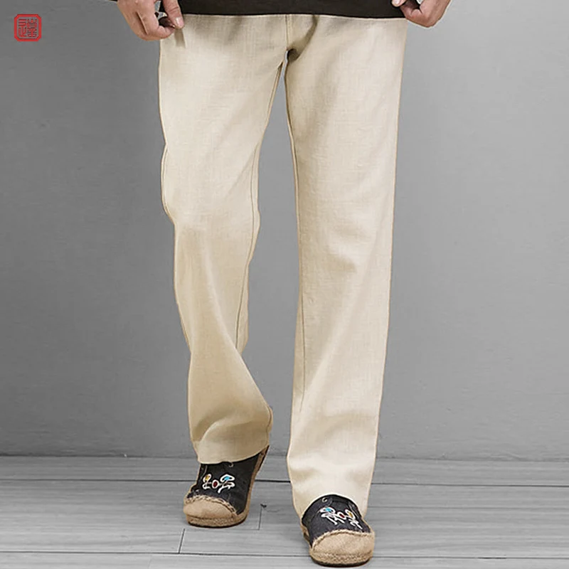 Chen Zhi 陈植 Modernized 1920s Men's Changpao Cotton Linen Pants - Image 4