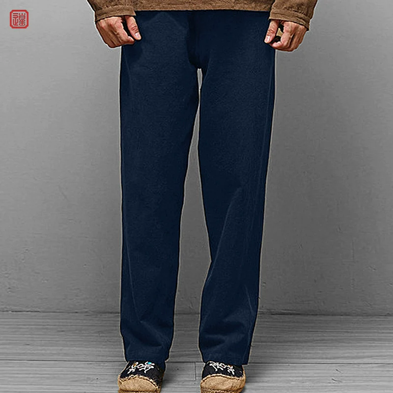 Chen Zhi 陈植 Modernized 1920s Men's Changpao Cotton Linen Pants - Image 5