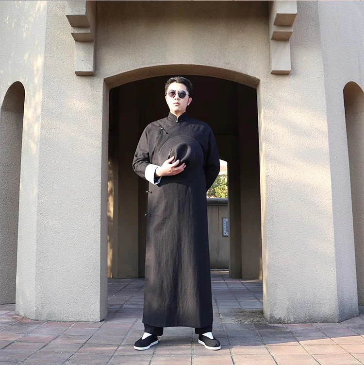 Chen Zhi 陈植 Modernized 1920s Men's Changpao Cotton Linen Pants - Image 6