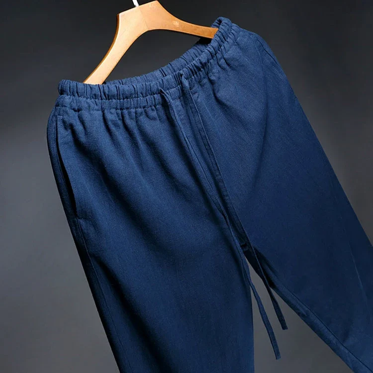 Chen Zhi 陈植 Modernized 1920s Men's Changpao Cotton Linen Pants - Image 8