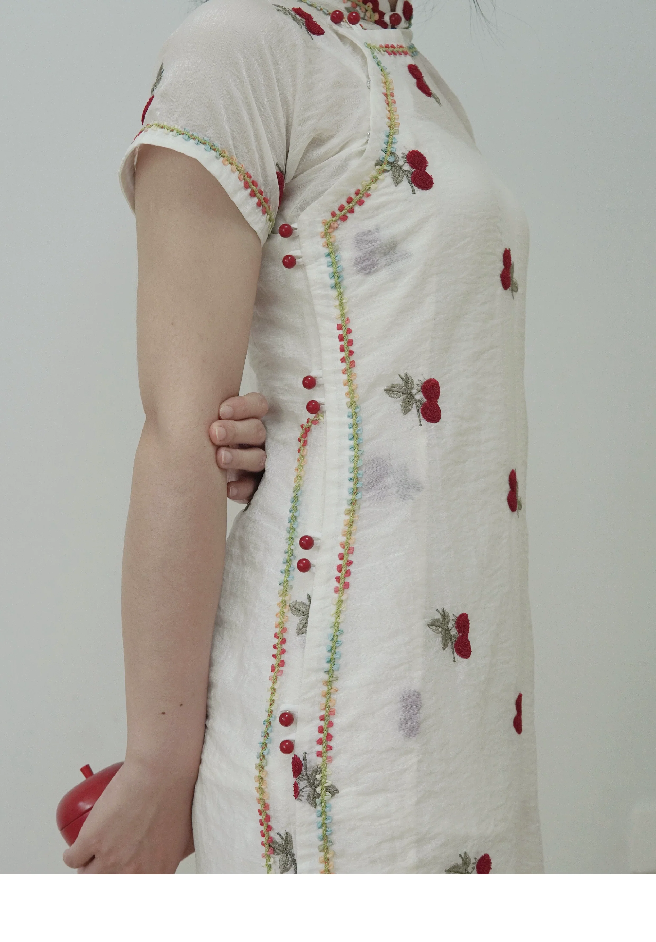 Cherry Skittles 樱桃彩虹糖 Embroidered Vintage Inspired Custom Qipao - Image 11