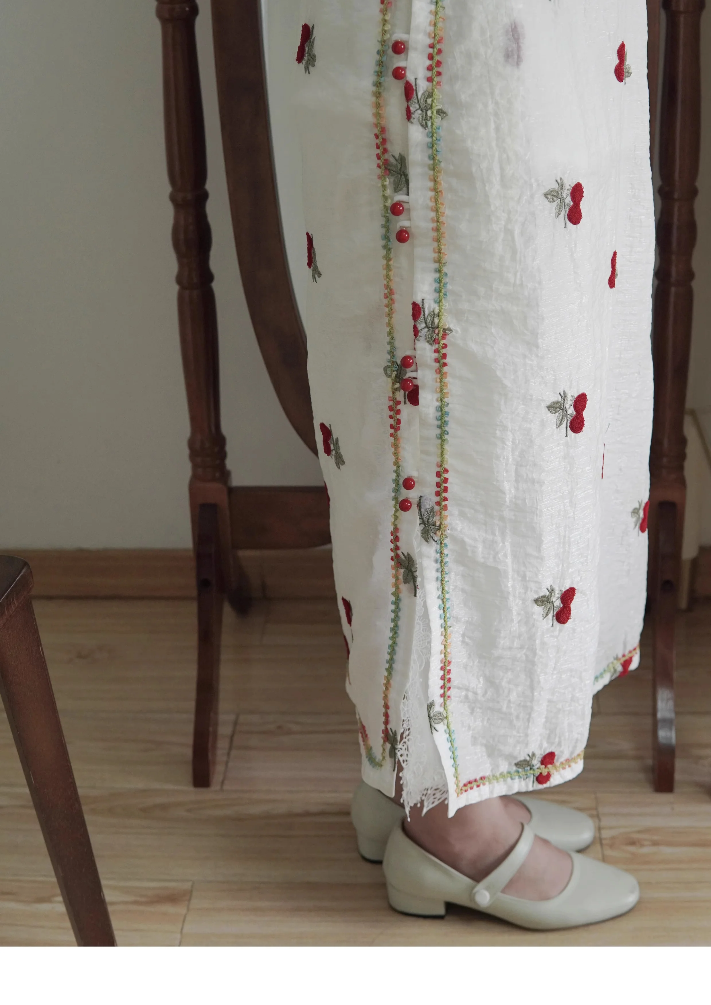 Cherry Skittles 樱桃彩虹糖 Embroidered Vintage Inspired Custom Qipao - Image 5