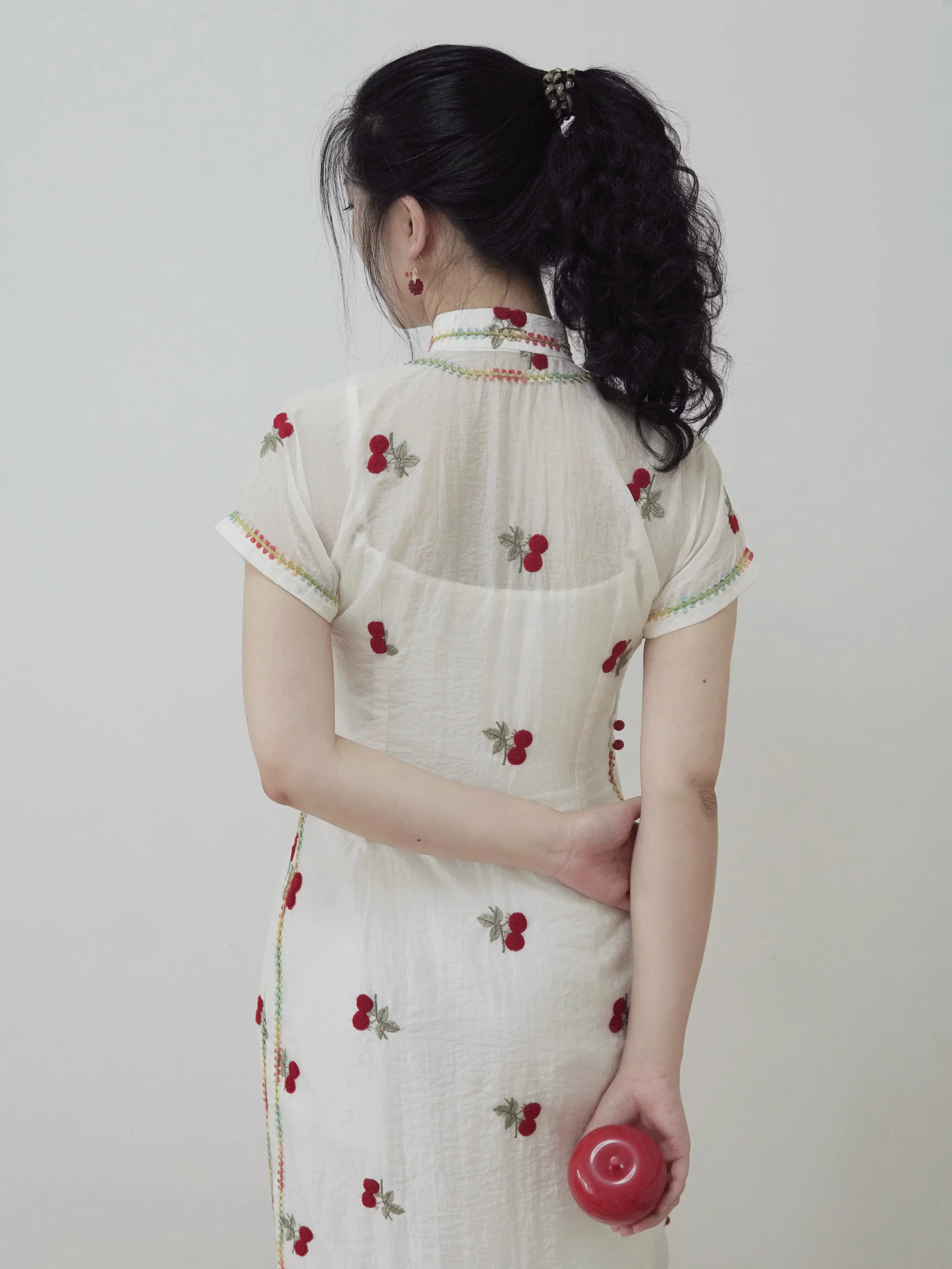 Cherry Skittles 樱桃彩虹糖 Embroidered Vintage Inspired Custom Qipao - Image 7