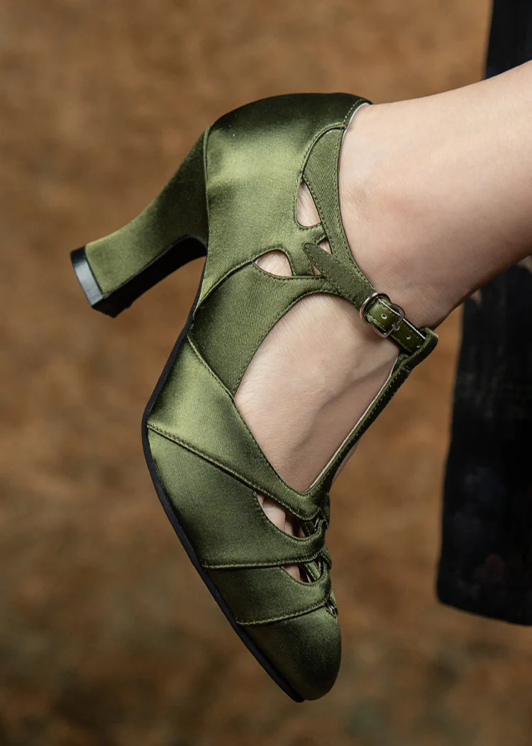 Chou Hu 绸湖 Satin Lakes 1930s Satin Criss Cross T-Strap Mary Janes - Image 6
