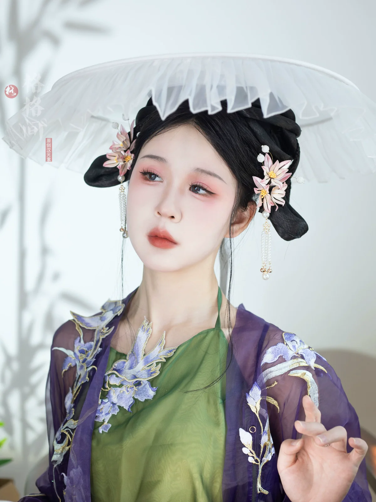 Chuan Zhu 串珠 Pearl Beads Tang Dynasty Modernized Weimao Veiled Hat - Image 10