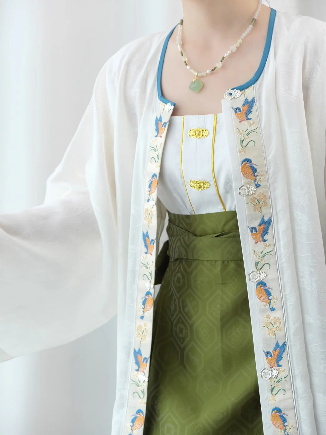Cui Yuan 翠鸢 Kingfisher Kite Ming Dynasty Yuanling Duijin Shan Round Collar Summer Top - Image 3