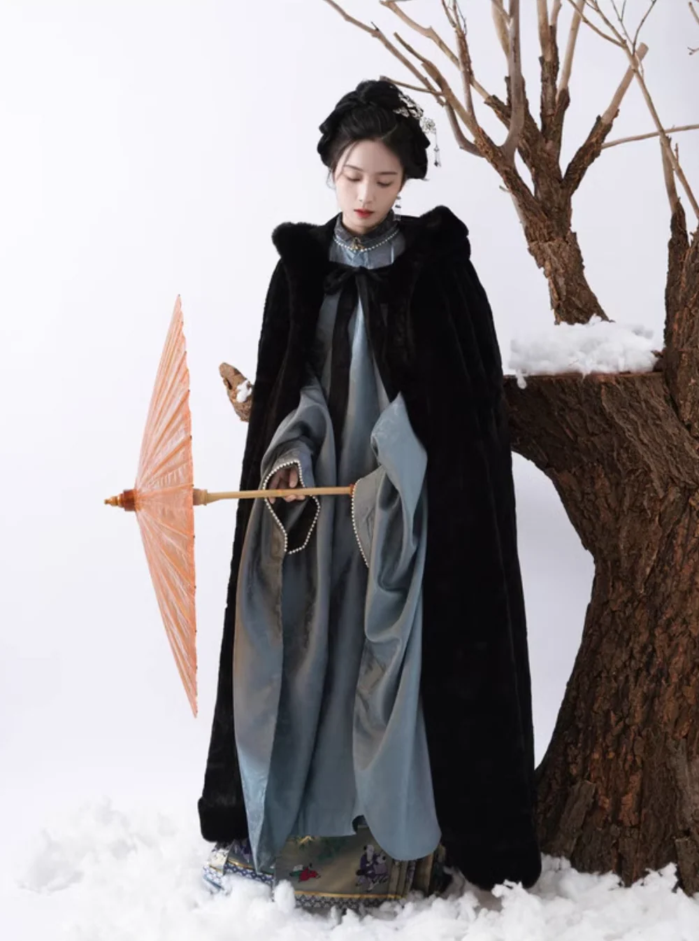 Dou Peng 斗篷 Winter Fur Cloak Unisex Hanfu Accessory Outerwear - Image 7
