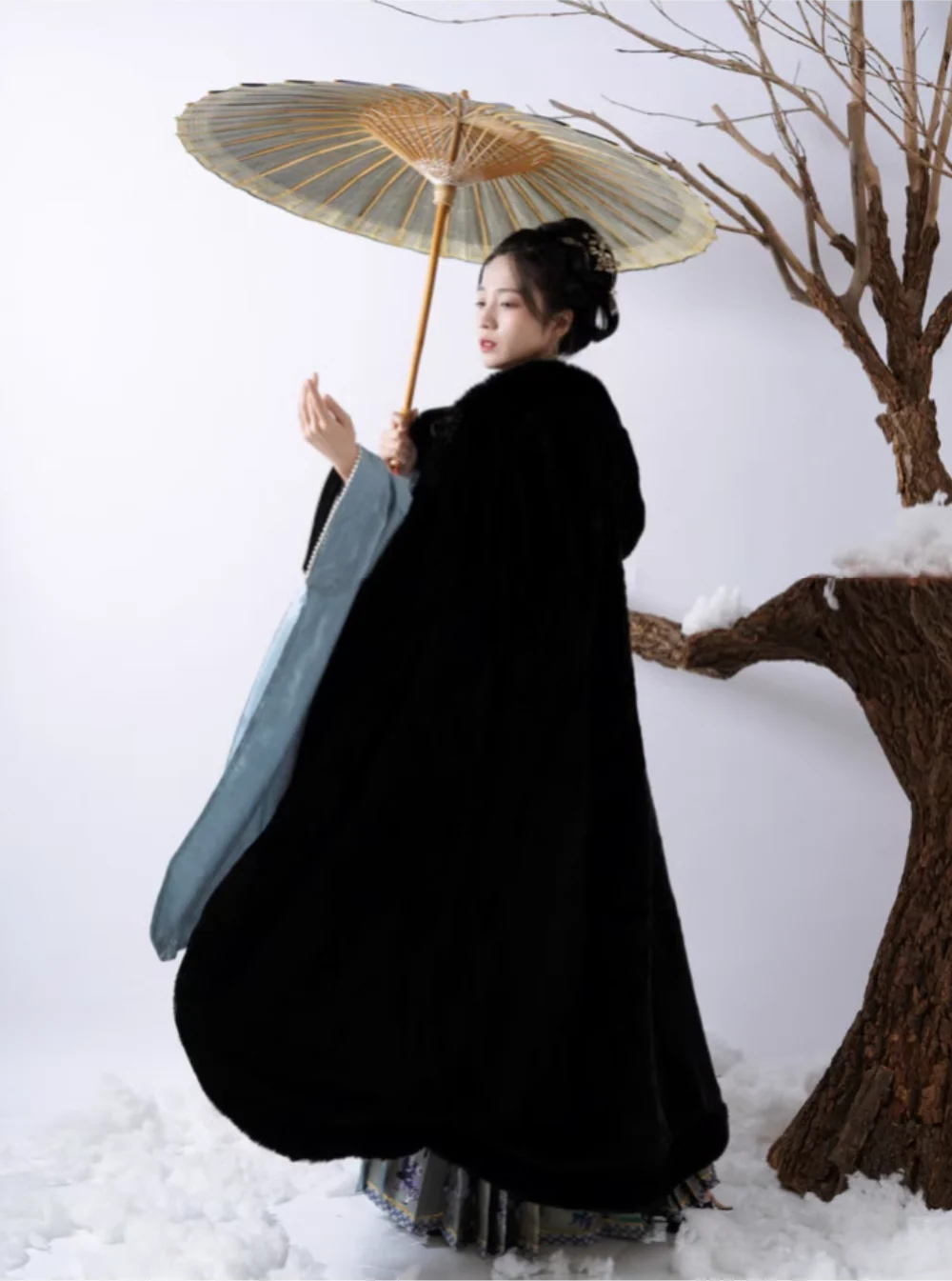 Dou Peng 斗篷 Winter Fur Cloak Unisex Hanfu Accessory Outerwear - Image 9