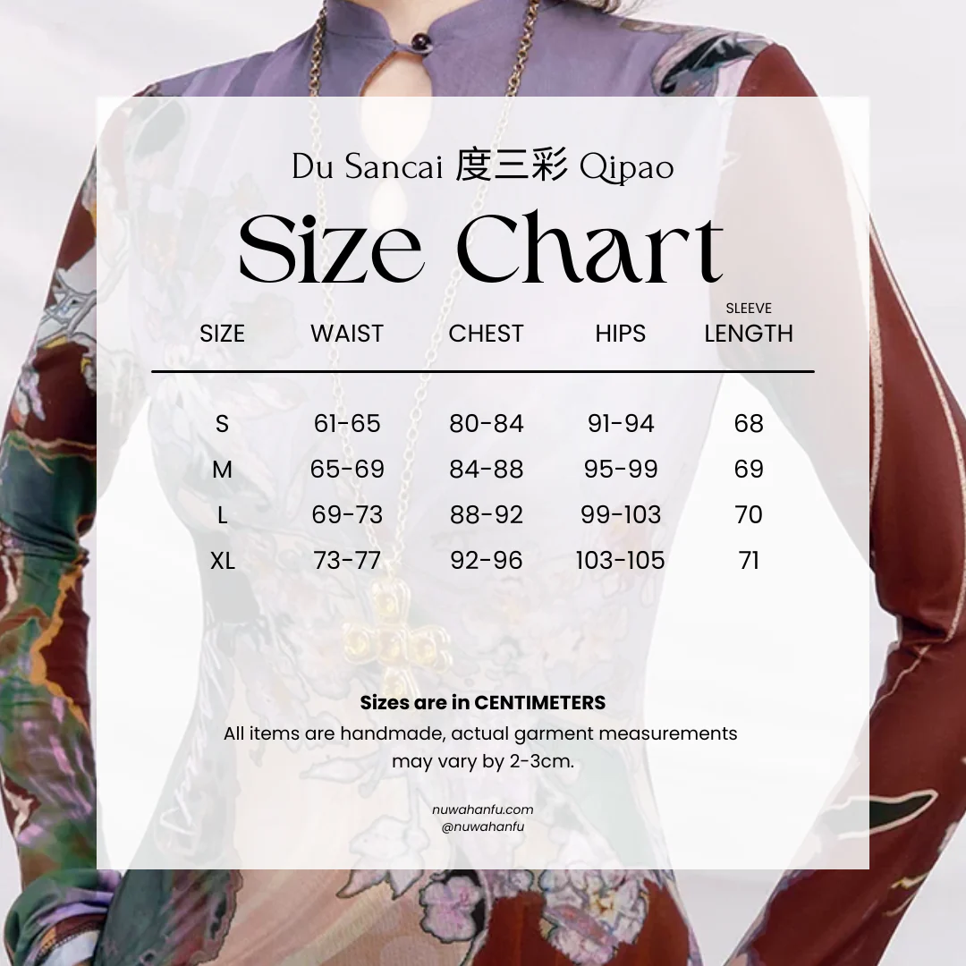 Du Sancai 度三彩 Tricolor Pottery New Chinese Style Long Sleeve Qipao - Image 12