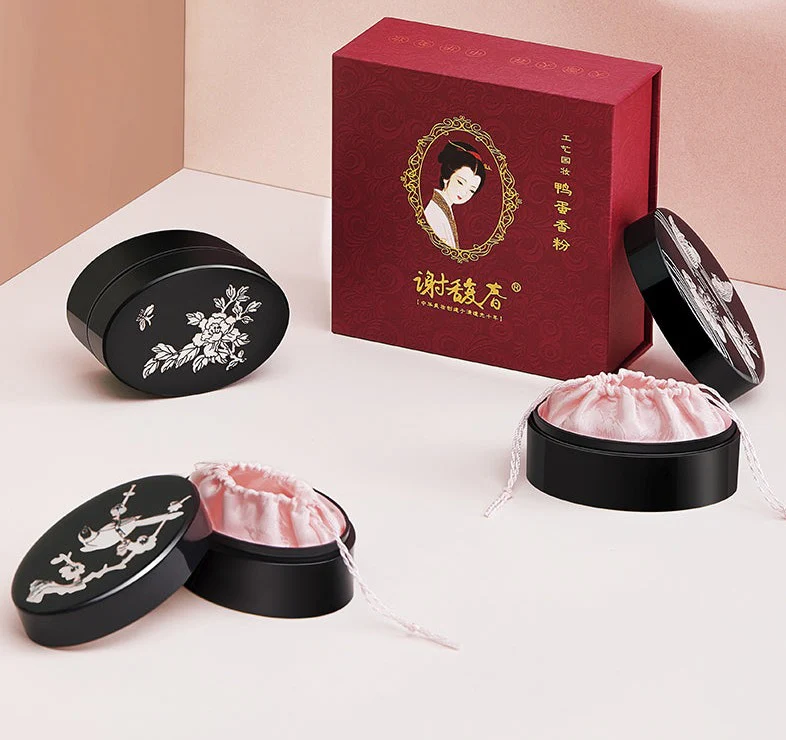 Duck Egg Powder 鸭蛋香粉 Xie Fuchun Traditional Makeup Fragrant Pressed Powder - Light Rose - Image 4