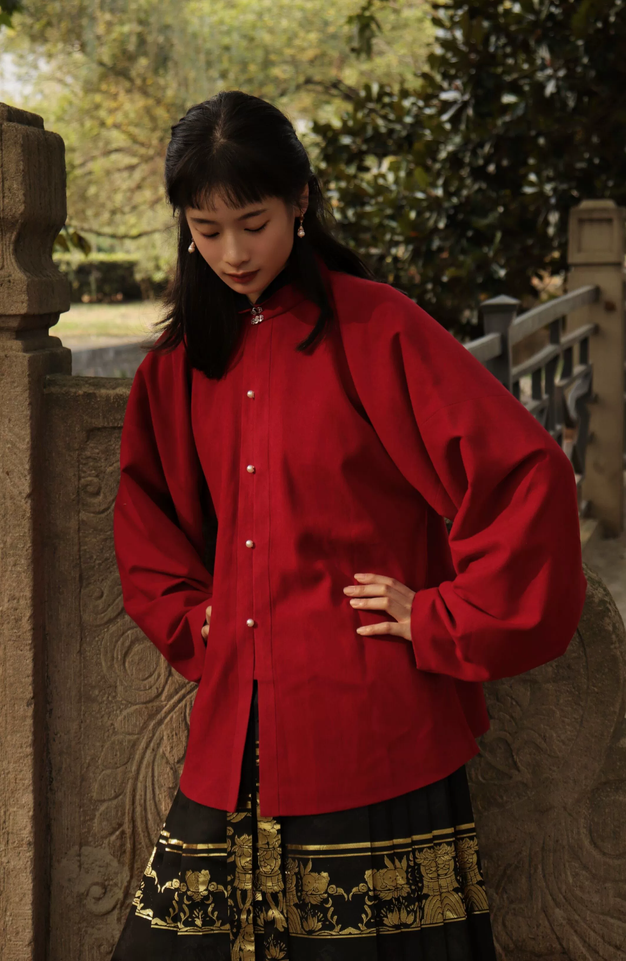 Egg Yolk 熟蛋 Ming Dynasty Contrast Collar Pipa Sleeves Liling Duijin Shirt - Image 4